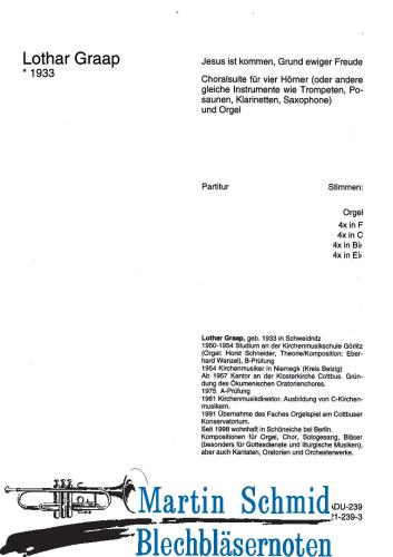 Product image of the product “Jesu ist kommen, Grund ewiger Freude (Choralsuite für vier Instrumente und Orgel) ”