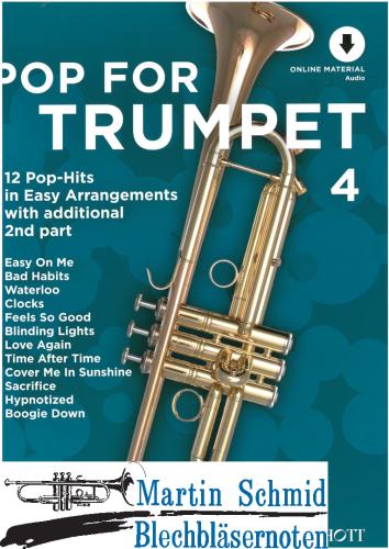 Product image of the product “Pop For Trumpet 4 - 12 Pop-Hits in Easy Arrangements with additional 2nd part (Online Material Audio)  ”