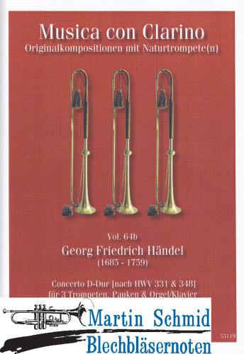 Product image of the product “Concerto D-Dur (nach HWV 331 & 348)(3Trompeten.Pauken.Orgel/Klavier) (Collection Arne Thielemann) ”