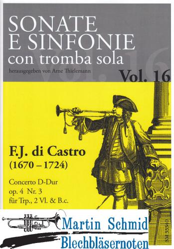Product image of the product “Concerto D-Dur op.4 Nr.3 (Trompete.2Violinen.Bc) (Sonate e sinfonie con tromba sola) (Collection Arne Thielemann) ”