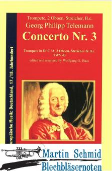 Concerto Nr. 3 (Natur-) Trompete in D/C/A.2Oboen.Streicher.Bc)(Partitur) 