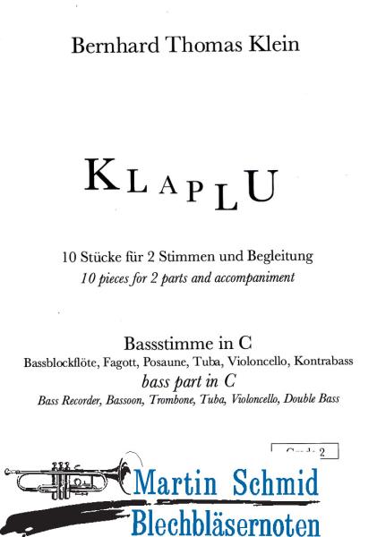 Product image 1 of the product “Klaplu 10 Stücke (Bassstimme in C) ”