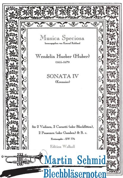 Product image 1 of the product “Sonata IV (2Violinen.2Cornetti/Blockflöten.2Posaunen/Gamben.Bc) ”