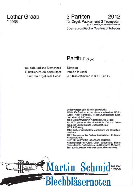 Product image 1 of the product “3 Partiten über europäische Weihnachtslieder (3Trompeten.Pauken.Orgel) ”