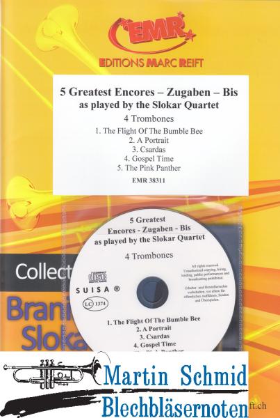Product image 1 of the product “5 Greatest Encores - Zugaben - Bis as played by the Slokar Quartet ”