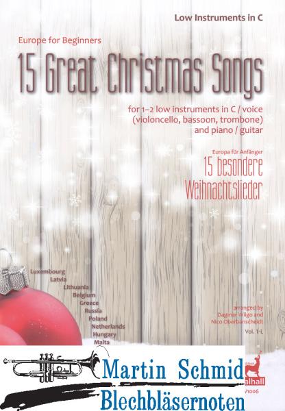 Product image 1 of the product “15 Great Christmas Songs (1-2 low instruments in C and piano/guitar) ”
