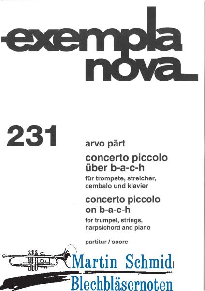 Product image 1 of the product “Concertino piccolo über BACH (Trp.Str.Cembalo.Klav) Partitur ”