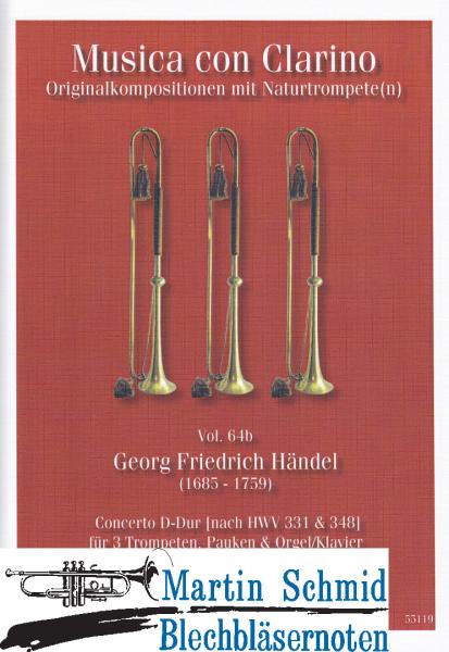 Product image 1 of the product “Concerto D-Dur (nach HWV 331 & 348)(3Trompeten.Pauken.Orgel/Klavier) (Collection Arne Thielemann) ”