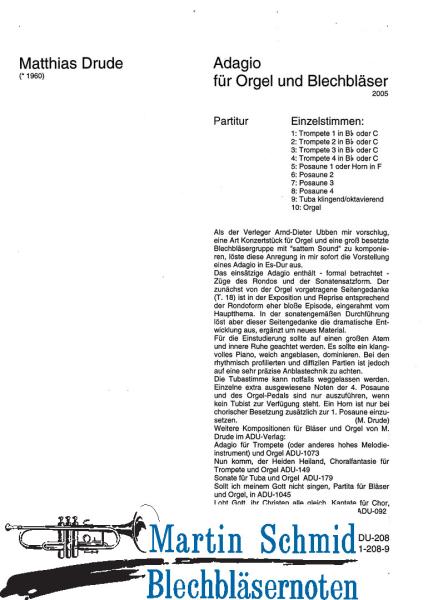 Artikelbild 1 des Artikels “Adagio für Orgel und Blechbläser (413.01;404.01.Orgel) “