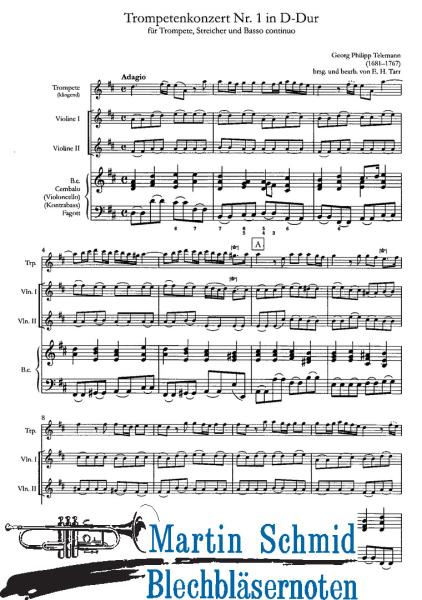Product image of the product “Konzert Nr.1 D-Dur (Trp.2Violinen.Bc.) (Edward Tarr Collection) ”