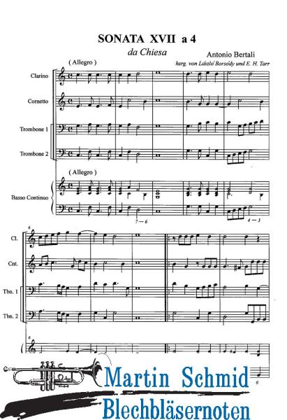 Product image of the product “Sonata XVII a 4 da Chiesa (Trompete.Zink.2Posaunen.Bc) (Edward Tarr Collection) ”