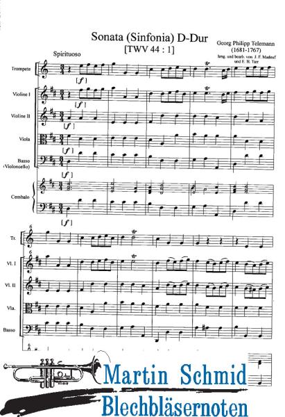 Artikelbild des Artikels “Sonate (Sinfonia) in D-Dur (Trompete.Streicher.Bc) (Edward Tarr Collection) “