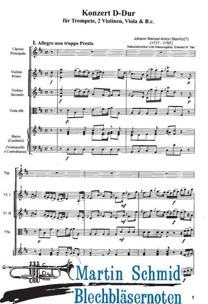 Artikelbild des Artikels “Konzert D-Dur (Trompete.2 Violinen.Viola.Bc) (Edward Tarr Collection) “