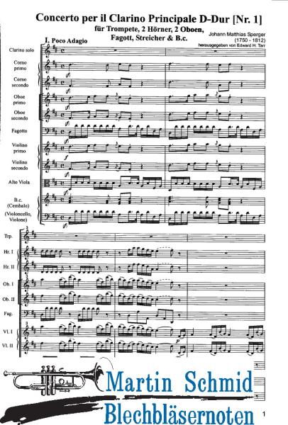 Artikelbild des Artikels “Concerto D-Dur Nr.1 (Trompete.2Hörner.2Oboen.Fagott.Streicher.Bc) (Edward Tarr Collection) “