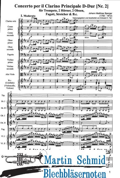Product image of the product “Concerto per il Clarino Principale D-Dur Nr.2 (Trompete.2Hörner.2Oboen.Fagott.Streicher.Bc) (Edward Tarr Collection) ”