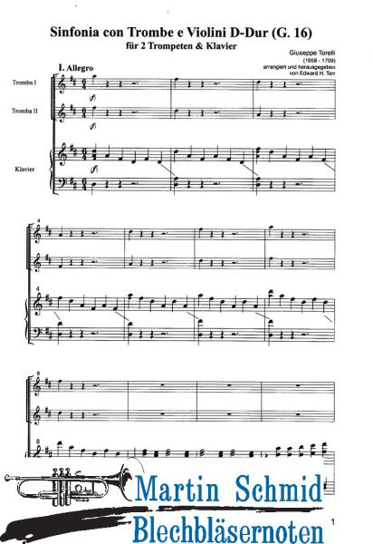 Product image of the product “Sinfonia in D-Dur (G.16)(2Trompeten.Klavier) (Edward Tarr Collection) ”