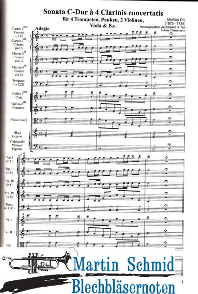 Product image of the product “Sonata C-Dur à 4 Clarinis concertatis (4Trompeten.Pauken.2Violinen.Viola.Bc) (Edward Tarr Collection) ”