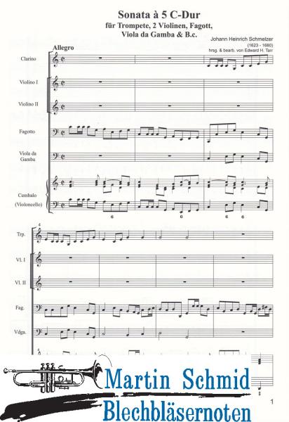Artikelbild des Artikels “Sonata à 5 C-Dur (Trompete.2Violinen.Fagott.Viola da gamba.Bc) (Edward Tarr Collection) “