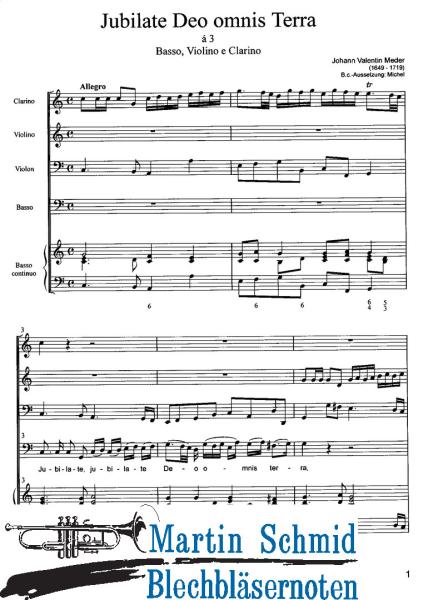 Artikelbild des Artikels “Jubilate Deo omnis Terra (Trompete, Bass,Violine, Viola und B.c.) “
