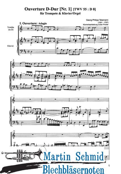 Artikelbild des Artikels “Ouverture D-Dur (Nr.1)(TWV 55:D8)(Trompete.Klavier/Orgel) “