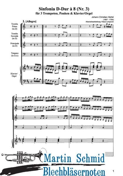 Product image of the product “Sinfonia à 8 D-Dur (Nr.3)(3Trompeten.Pauken.Klavier/Orgel) ”
