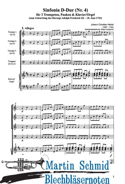 Product image of the product “Sinfonia à 8 D-Dur (Nr.4)(3Trompeten.Pauken.Klavier/Orgel) ”