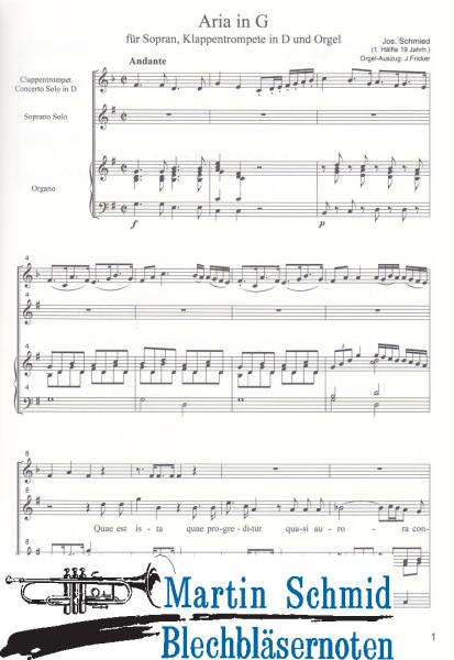 Product image of the product “Aria in G (Sopran.Klappentrompete in D/C/B.Orgel) (Immer Klappentrompete) ”