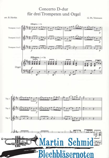 Product image of the product “Concerto D-Dur (Original für Trompete + 2 Oboen)(Klavier/Orgel) ”