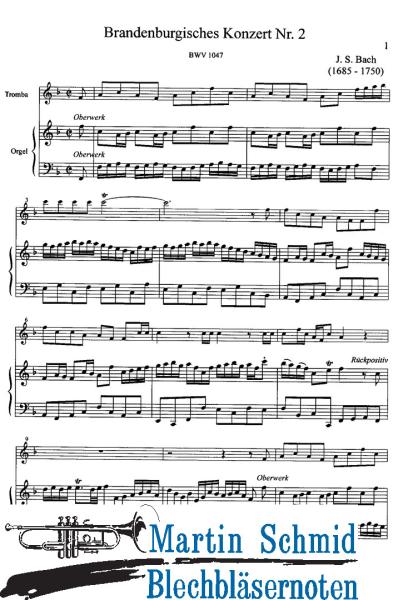 Product image of the product “Brandenburgisches Konzert Nr. 2  (Fassung in F-Dur+D-Dur für Trompete/Corno da Caccia) ”