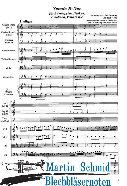 Artikelbild des Artikels “Sonata D-Dur (2Trompeten.Pauken.2Violinen.Viola.Bc) (Collection Arne Thielemann) “