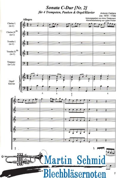 Product image of the product “Sonata C-Dur (Nr.2) für 4 Trompeten, Pauken, Orgel/Klavier (Collection Arne Thielemann) ”