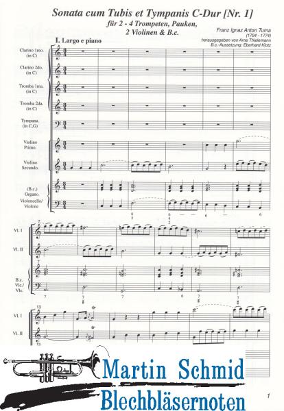 Product image of the product “Sonata cum Tubis et Tympanis C-Dur (Nr.1)(2-4 Trompeten.Pauke.2Violinen.Bc) (Collection Arne Thielemann) ”