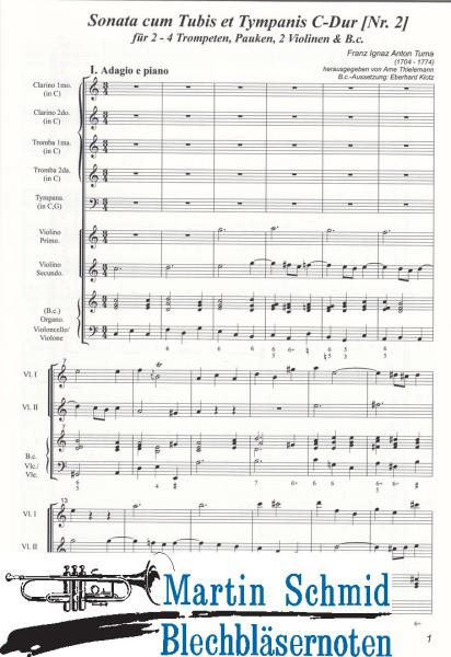 Product image of the product “Sonata cum Tubis et Tympanis C-Dur (Nr.2)(2-4 Trompeten.Pauke.2Violinen.Bc) (Collection Arne Thielemann) ”