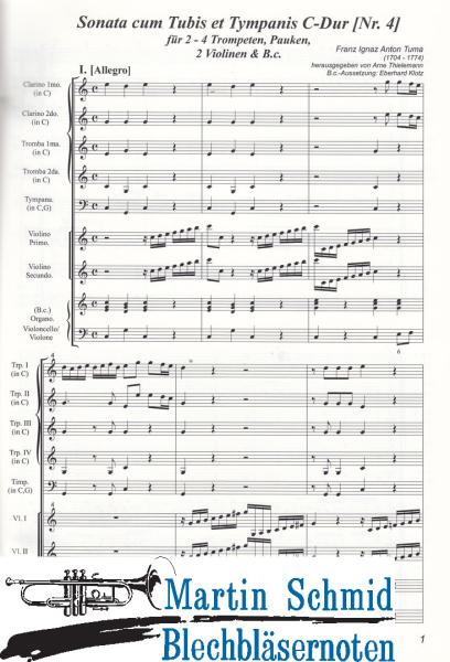 Product image of the product “Sonata cum Tubis et Tympanis C-Dur (Nr.3)(2-4 Trompeten.Pauken.2Violinen.Bc) (Collection Arne Thielemann) ”