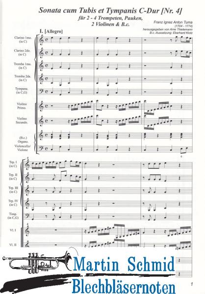 Product image of the product “Sonata cum Tubis et Tympanis C-Dur (Nr.4)(2-4 Trompeten.Pauken.2Violinen.Bc) (Collection Arne Thielemann) ”