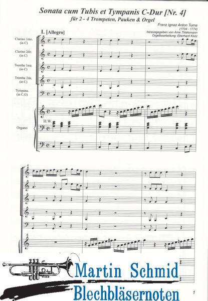 Product image of the product “Sonata cum Tubis et Tympanis C-Dur (Nr.4)(2-4 Trompeten.Pauken.Orgel) (Collection Arne Thielemann) ”