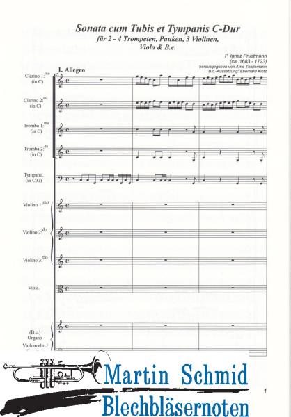 Product image of the product “Sonata cum Tubis et Tympanis C-Dur (2-4 Trompeten.Pauken.3Violinen.Viola.Bc) (Collection Arne Thielemann) ”