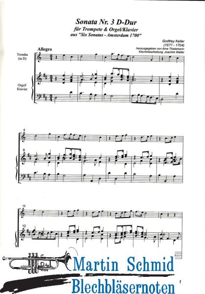 Product image of the product “Sonata Nr.3 D-Dur (Trompete.Klavier/Orgel) (Sonate e sinfonie con tromba sola) (Collection Arne Thielemann) ”