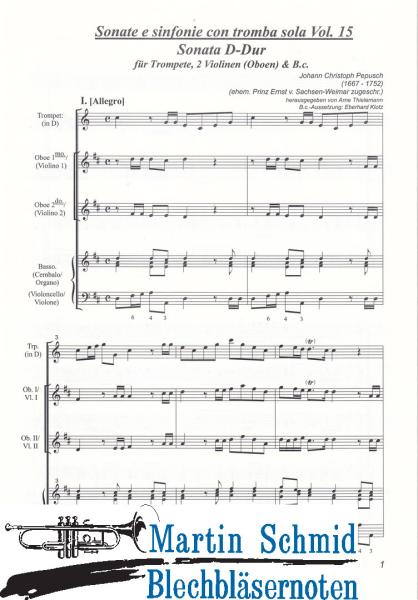 Artikelbild des Artikels “Sonata D-Dur (Trompete.2Violinen/Oboen.Bc) (Sonate e sinfonie con tromba sola) (Collection Arne Thielemann) “