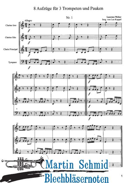 Product image 3 of the product “8 Aufzüge für 3 Trompeten und Pauken - 4 Aufzüge für 4 Trompeten, 2 Klarinetten und Pauken (Alta Musica) ”