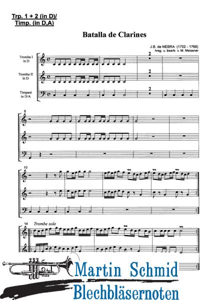 Product image 3 of the product “Batalla de Clarines (2(Natur)-Trompeten in D.Pauken.Orgel)(Alta Musica) ”