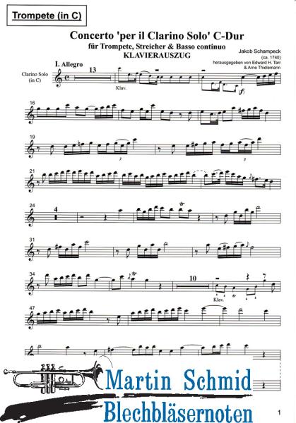 Artikelbild 3 des Artikels “Concerto per il Clarino solo C-Dur (Trompete.Klavier) (Edward Tarr Collection) “