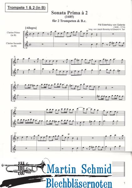 Artikelbild 3 des Artikels “Sonata Prima/Sonata Secunda à 2 (2 Trompeten und Bc.) (Edward Tarr Collection) “