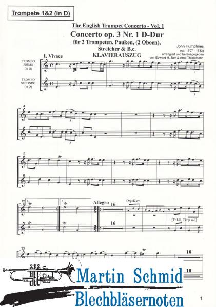 Product image 3 of the product “Concerto op.3 Nr.1 D-Dur (Pauken) (Edward Tarr Collection) ”