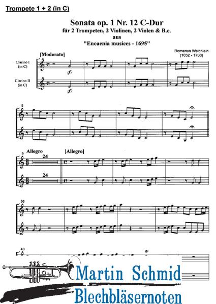 Artikelbild 3 des Artikels “Sonata op.1 Nr.12 C-Dur (2Trompeten.2Violinen.2Violen.Bc) “