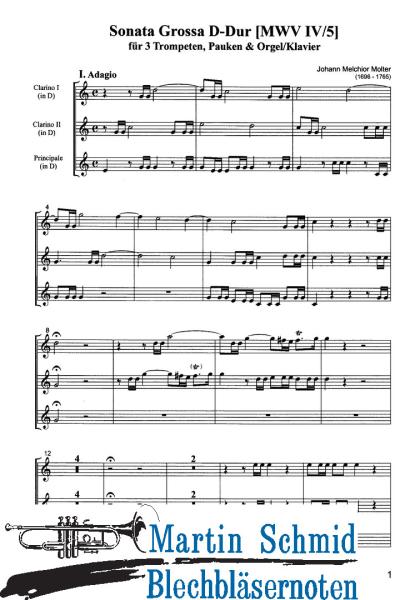 Product image 3 of the product “Sonata Grossa D-Dur für 3 Trompeten, Pauken & Orgel/Klavier ”