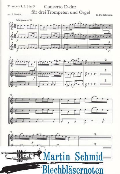 Product image 3 of the product “Concerto D-Dur (Original für Trompete + 2 Oboen)(Klavier/Orgel) ”