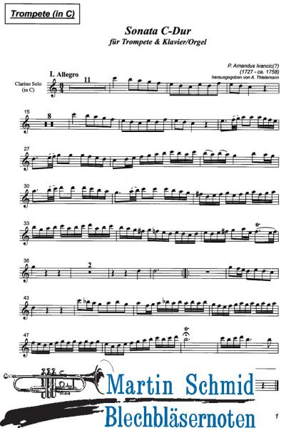 Product image 3 of the product “Sonata C-Dur für Trompete & Klavier/Orgel (Collection Arne Thielemann) ”