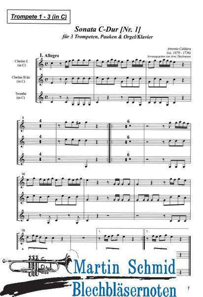 Product image 3 of the product “Sonata C-Dur (Nr.1) für 3 Trompeten, Pauken und Orgel/Klavier (Collection Arne Thielemann) ”