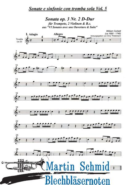 Product image 3 of the product “Sonata op.3 Nr.2 D-Dur (Trompete.2Violinen.Bc) (Sonate e sinfonie con tromba sola) (Collection Arne Thielemann) ”